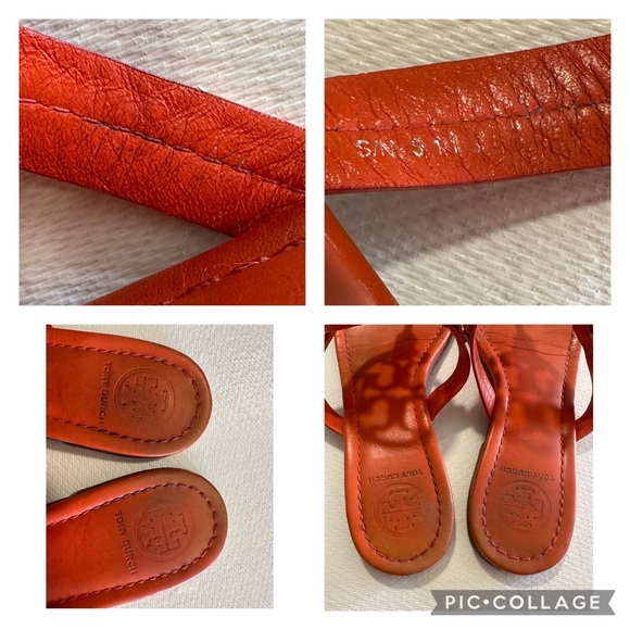 Tory Burch Miller Sandals in Orange Leather Size 9 USED - Picture 13 of 16